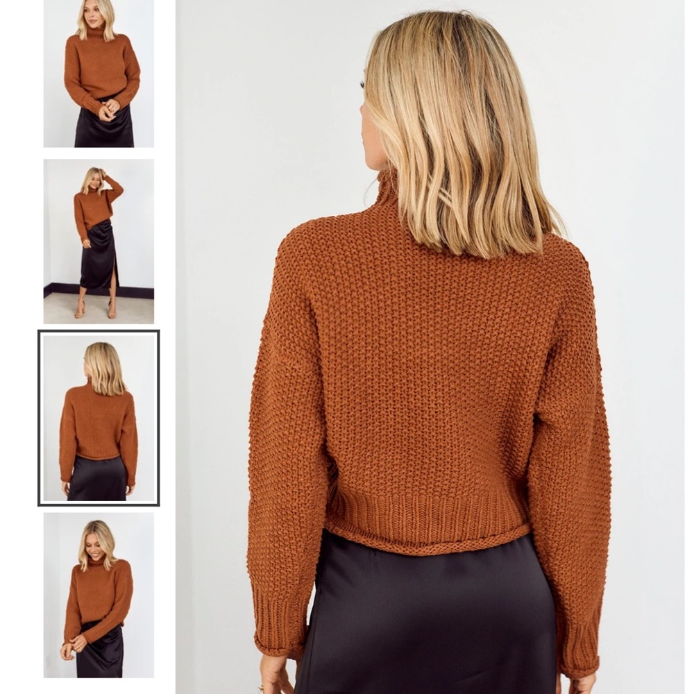Tenley structured Turtleneck chunky knit Sweater, Color: Cinnamon NWT - Picture 3 of 6